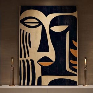 Afrocentric African Mask Abstract Art Canvas: Unique Cultural Wall Decor for Living Room, African American Home Decoration Gift