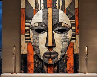 Canvaskunst Afrocentrisch Afrikaans masker: tribale muurdecoratie