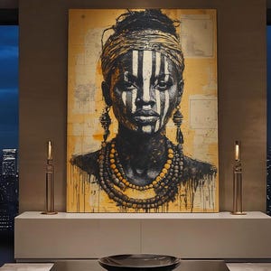 African Woman Portrait Print: Tribal Necklace, Ethnic Wall Art (Digital Download)