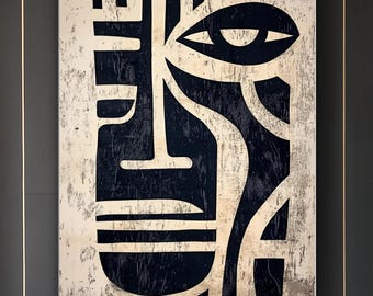 Abstract African Tribal Canvas Art: Boho Home Decor