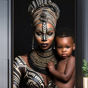 African Mother and Child Art Print: Tribal Home Decor (Digital Download)