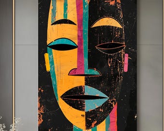 Canvaskunst Afrikaans masker: zwarte kunst, cultureel interieur