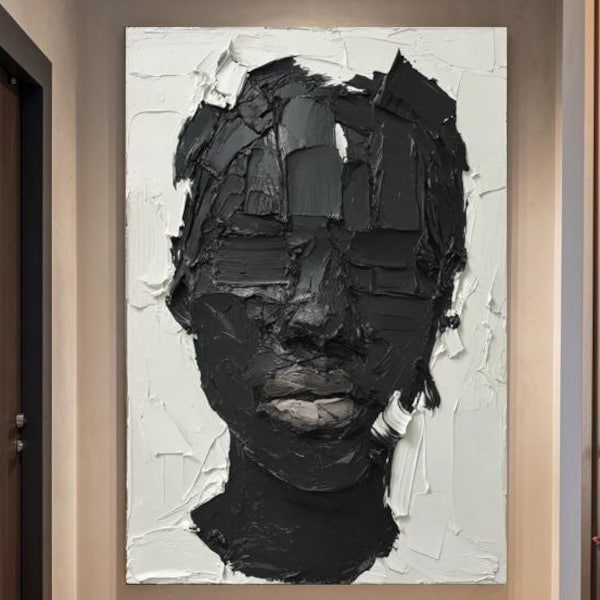 Afrocentric Abstract Face Print, Black Excellence Wall Decor, Minimalist Canvas Art