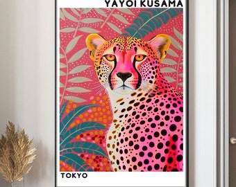 Yayoi Kusama Inspired Cheetah Print: Modern Pink Wall Art (Digital Download)