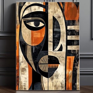 African Abstract Art Canvas: Modern Face Painting, Unique Home Decor