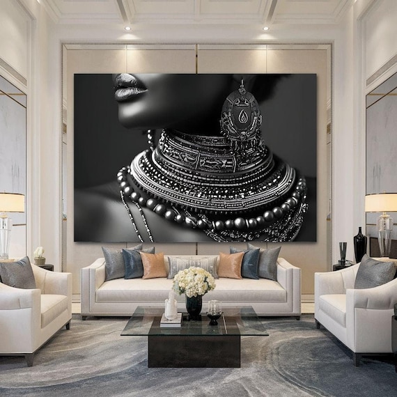 Afrocentric Black Queen Canvas Art: Tribal Woman Print