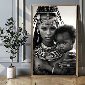 Retrato de mujer negra, fotografía de arte tribal africano, lienzo extragrande para decoración de pared, ideal para sala de estar y dormitorio.