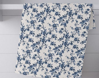 Kitchen Towel Blue Floral Toile Housewarming Gift For Women Cotton Toile Dish Towel First Home Gift Kitchen Towels New Home Gift For Mom