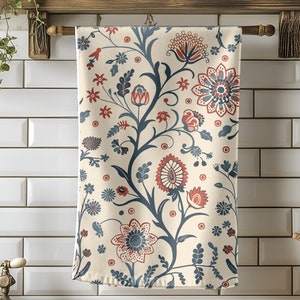 Indian Floral Kitchen Tea Towel Christmas Gift Kitchen Decor Vintage Hostess Gift Traditional Kitchen Accessory Home Linen Dish Dry Toile