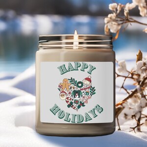 Holiday Scented Soy Candle Christmas Gift Festive Home Decor Glass Jar Long Lasting Eco Friendly Handmade Winter Fragrance Cozy Atmosphere
