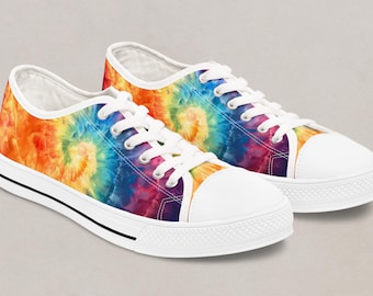 Rainbow Tye dye Sneaker Canvas Women Summer Shoes Festival Footwear Concert Comfortable Walking Casual Retro Hippie Style Fashion Birthday