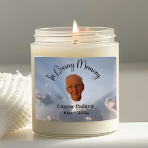 Personalized Memorial Candle with Photo Sympathy Gift Bereavement Memory Candle Remembrance Gift Custom Memorial Loss of Loved One Gift