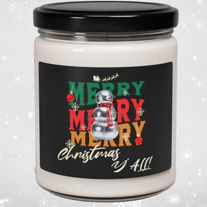 Holiday Scented Candle Christmas Gift Coworker Snowman Decor Winter Home Fragrance Secret Santa Festive Hostess Present Southern Charm Y&#39;all
