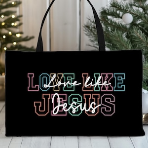 Christian Tote Bag for Church Group Accessory for Women Faith Gift for Mom Bible Bag for Study Group Tote with Message Design Inspiration