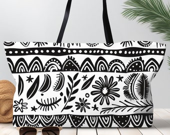 Weekender Tote Bag Abstract Tribal Pattern Shoulder Bag Large Travel Bag Weekend Bag Mama Gift Oversized Beach Bag Gift Gym Bag Mom Gift