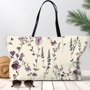 Purple Floral Toile Weekender Tote Bag Women&#39;s Travel Bag Large Shopping Bag Beach Bag Vacation Cruise Tote Bag Overnight Bag Gift For Her