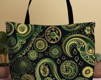 Steampunk Paisley Weekender Tote Bag Elegant Beach Bag Large Tote Bag Weekender Bag For Women Paisley Shoulder Bag Gift Oversized Tote Bag