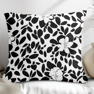 Square Throw Pillow Black And White Floral Decor Pillows Gift For Mom Cute Couch Pillow Decorative Pillows Gift For Grandma For Home