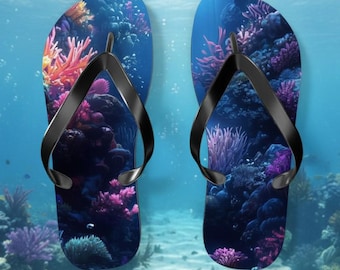 Coral Reef Sandal Beach Footwear Women Summer Shoes Vacation Flip Flops Pool Casual Nautical Ocean Blue Aquatic Slipper Tropical Beachwear