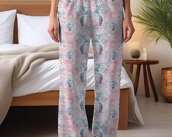 Floral Lounge Pants For Comfort Sleep Wear For Home Comfy Lounge Outfit For Women Pajama Bottom Christmas Gift Drawstring Tie Pants For Her