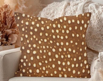 Deer Hide Pillow Faux Animal Print Cushion Rustic Lodge Style Decor Woodland Living Room Accessory Farmhouse Accent Throw Design Spotted