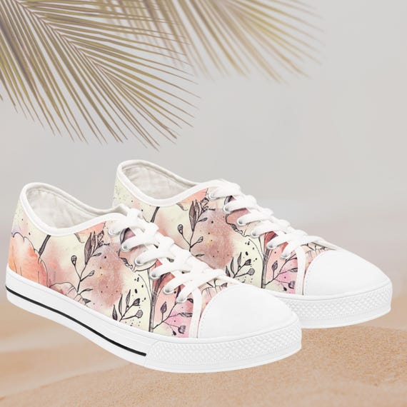 Watercolor Floral Sneaker Bride Comfort Walking Shoe Birthday Gift for Women Casual Footwear Art Design Canvas Shoe Summer Style Fashion