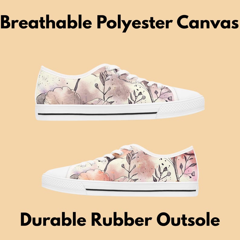 Bride Sneakers Watercolor Floral Canvas Design Comfort Walking Shoe Summer Style Fashion Forward Women Shoes Birthday Gift Beautiful Hand Painted Design Low Top Sneaker Machine Washable Everyday Wear Casual Footwear