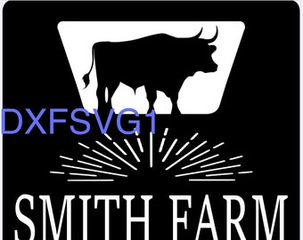 Gårdskylt med tjur DXF SVG PDF digital nedladdning