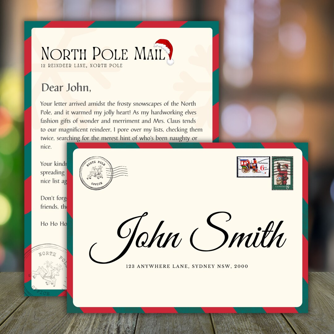 Personalised Printable Candycane Santa Letter With Matching Envelope Etsy Personalised Printable Candycane Santa Letter With Matching Envelope Etsy