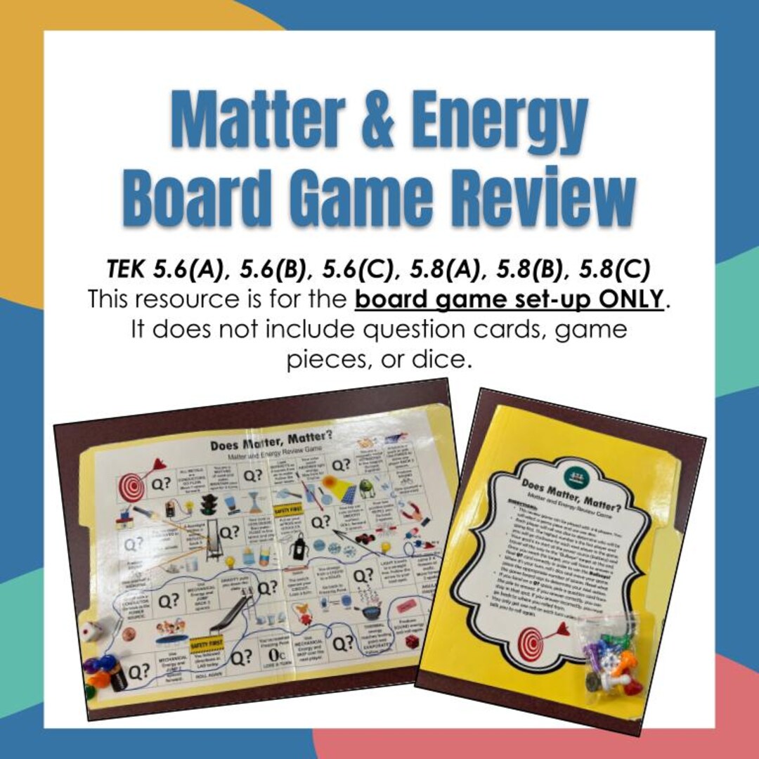 Matter and Energy Board Game Review ACTIVITY - Etsy