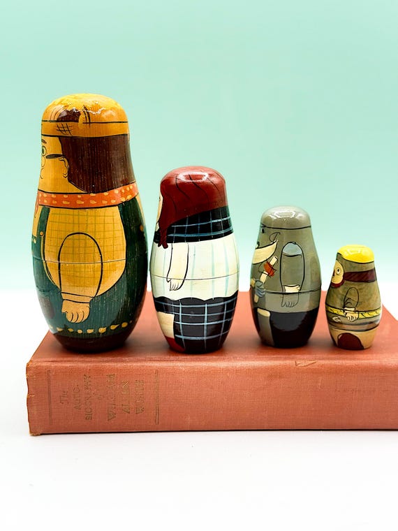 Vintage Wizard of Oz Russian Nesting Dolls, Hand-painted