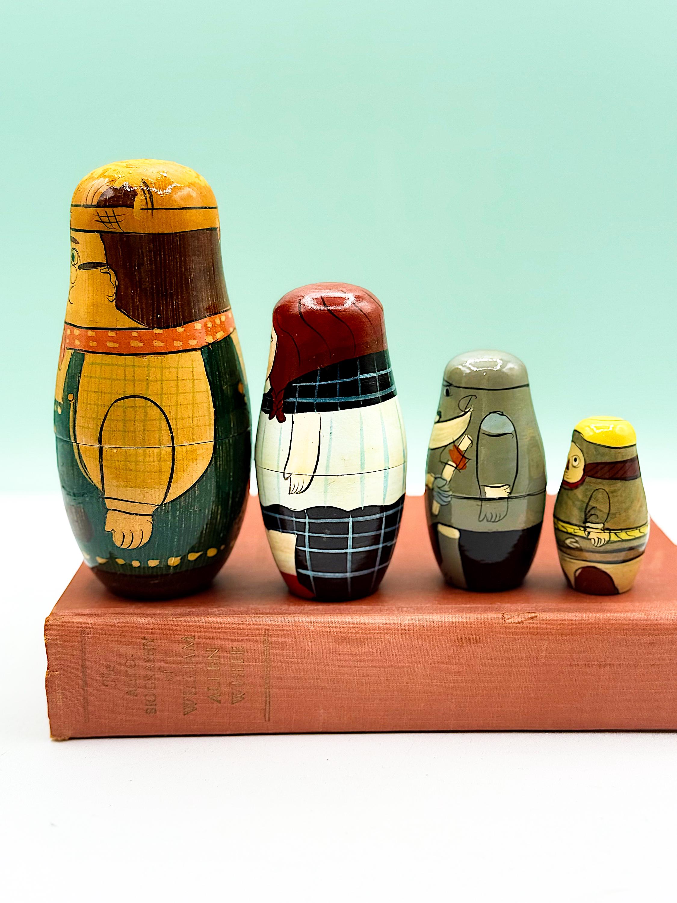 Vintage Wizard of Oz Russian Nesting Dolls, Hand-painted