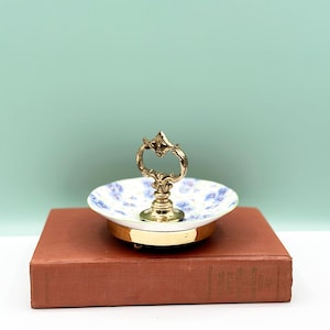 Vintage Coquette Ceramic & Brass Catch All Jewelry Trinket Dish, Vanity Decor, Feminine Girly Room Decor, Jewelry Holder