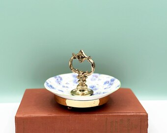 Vintage trinketschaal van keramiek en messing: decor coquette-ijdelheid