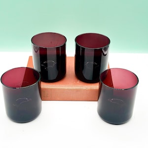 Vintage MCM Aubergine Purple Water Glass Tumblers, Vintage Tumblers, Retro Glasses, MCM Drinkware, Set of 4