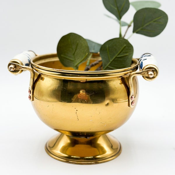 Vintage Brass Planter with Dutch Handles | Plant Pot, Brass Plant Pot Decor