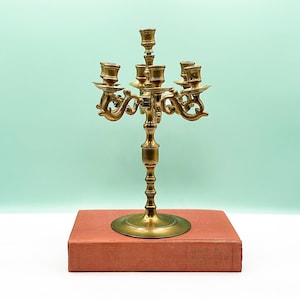 Vintage Solid Brass Ornate Candelabra Candle Holder, Table Decor, Brass Candlesticks, Antique Inspired Home Decor