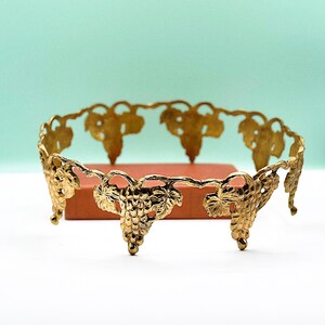 Vintage Solid Brass Large Plant Stand, Large Ornate Plant Holder, Ornate Grape & Leave Detail for Plant Storage