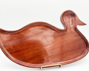 Vintage Mahogany Wood Duck Serving Tray | Mid Century Modern | Charcuterie Board