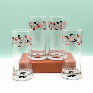 Bicchieri da bar vintage con carte da gioco, articoli da bar vintage, articoli da regalo in vetro per uomo, articoli in vetro unici, retrò