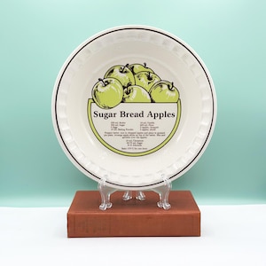 Vintage CE Springer Stoneware Sugar Bread Apples Apple Pie Recipe Pie Plate, Made in Korea