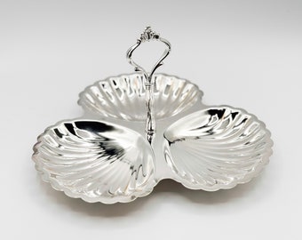 Vintage Leonard Silver Plated Clam Seashell Serving Dish, Nautical Vintage Serving Decor Kitchen