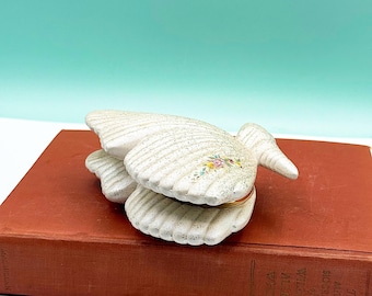 Vintage Italian Ceramic Clam Shell Dish: Coquette Vanity Decor