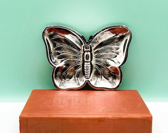 Vintage 1960s Silver Plated Butterfly Tray: Mid Century Jewelry Dish