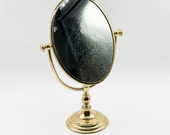 Vintage Solid Brass Bathroom Counter Top Mirror, Vanity Mirror, Coquette Home Decor, Made in Korea