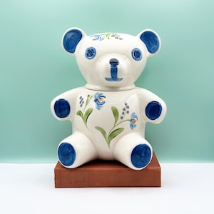 Vintage Gustin Ceramic Teddy Bear Large Painted Cookie Jar | Hand Painted Unique