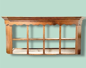 Vintage Cottage Core Large Curio Wall Hanging Shelf, Mug Shelf, Kitchen Display Shelf, Cottage Kitchen, Cozy Kitchen Wall Decor, Trinket