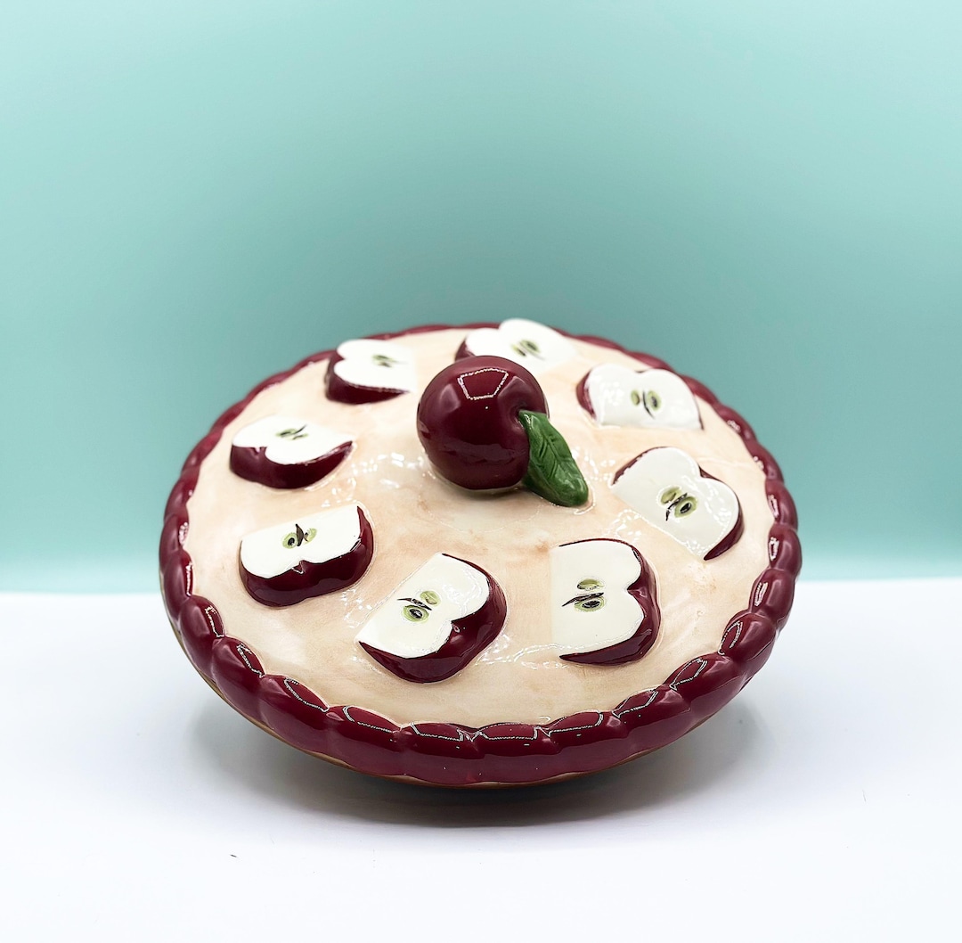 Vintage Ceramic Apple Pie Dish With Cover Lidded Pie Plate, Retro Pie ...