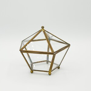 Vintage Glass and Brass Pyramid Display Box Terrarium | Trinket or Jewelry Dish