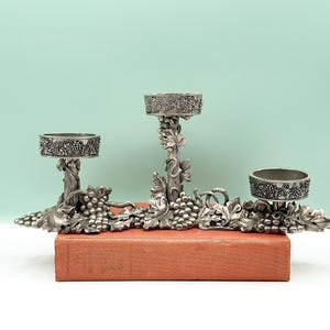 Vintage 2001 Seagull Pewter Trio Candle Holder Candlestick for Pillar Candles or Tealights, Etain Zinn, Made in Canada